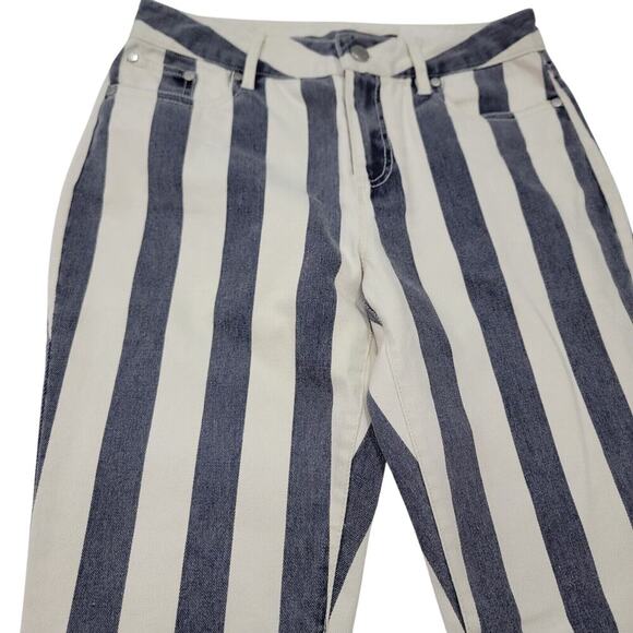 Vince Camuto Jeans Womens 2 Striped Navy White Five Pocket Skinny Retro Preppy - Picture 4 of 16